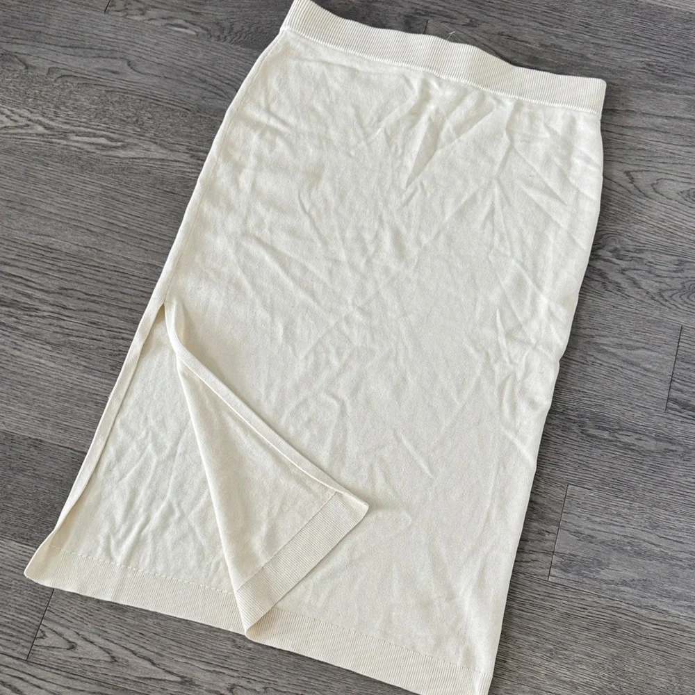 🌼RALPH LAUREN🌼 NWT Cream Knit Midi Skirt, Size XL - Picture 8 of 8
